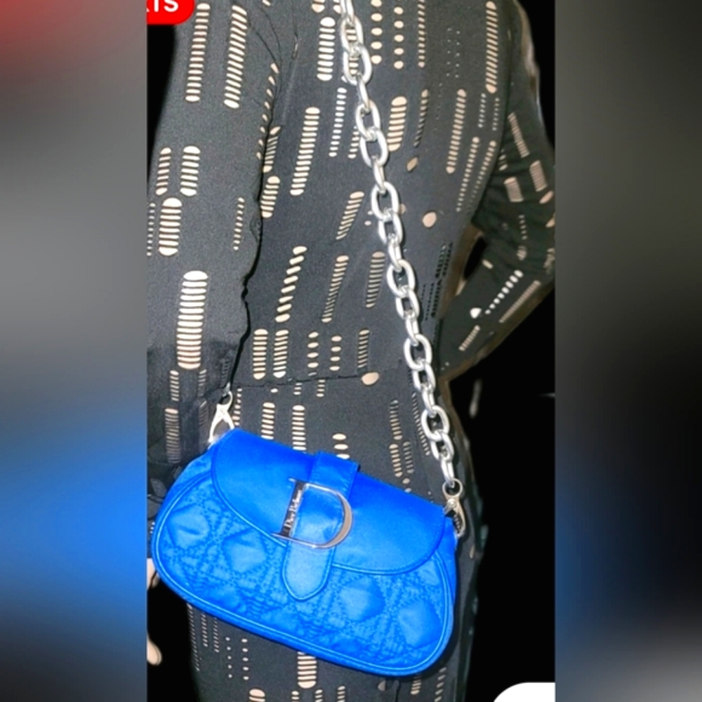 SOLD Dior Modern Bright Blue Cannage bag Large D EMBLEM Vintage